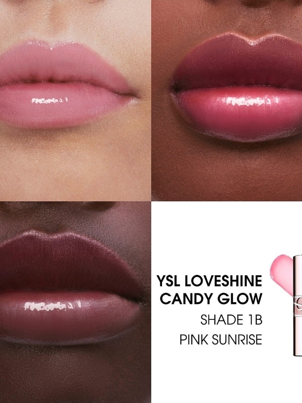 YSL Loveshine Candy Glow Tinted Butter Balm 1B Pink Sunrise 3.1g NEW IN BOX - Picture 3 of 7